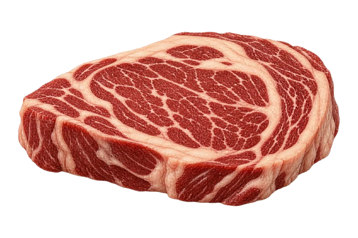 Illustration of a raw ribeye steak