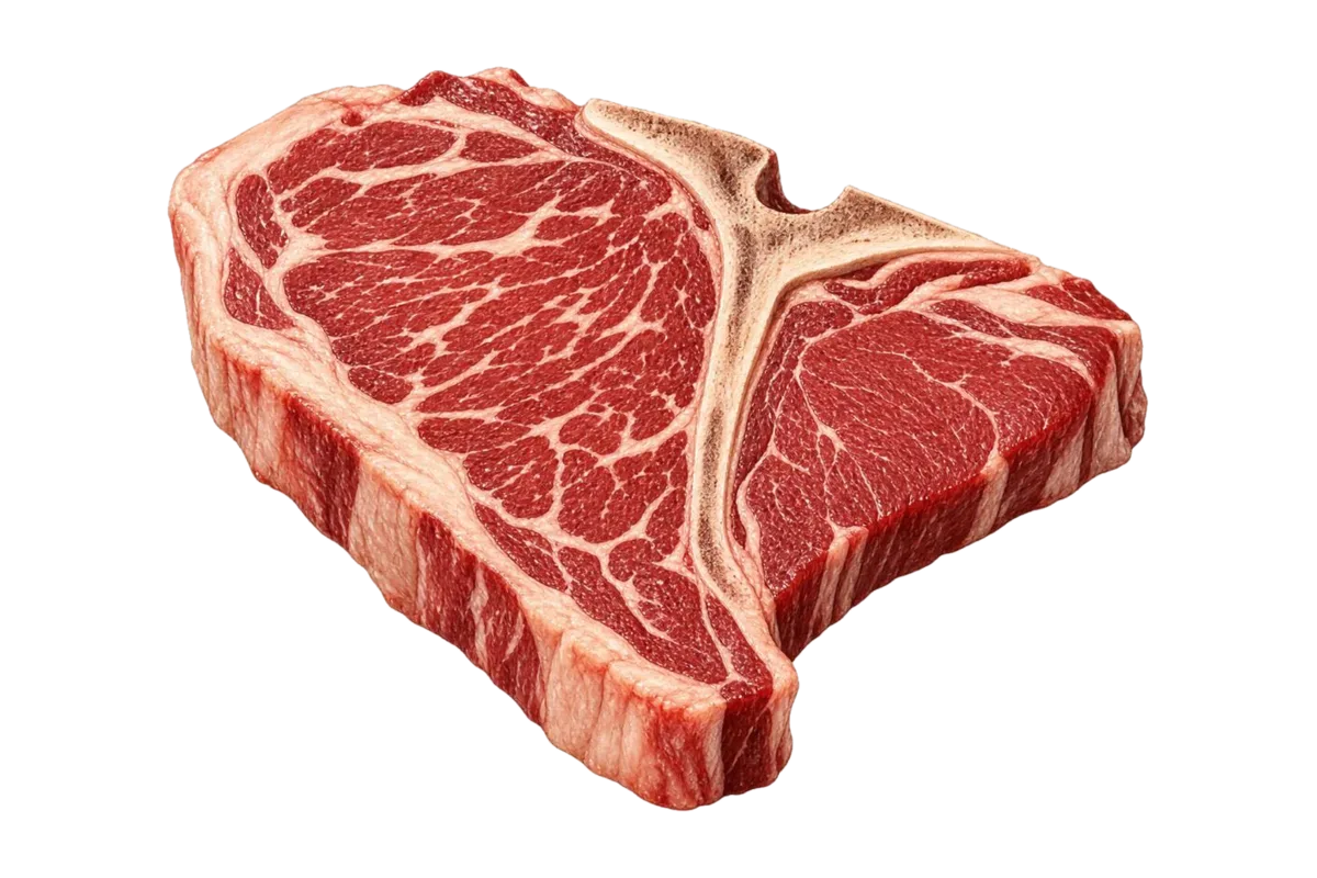 Illustration of a raw T-bone steak