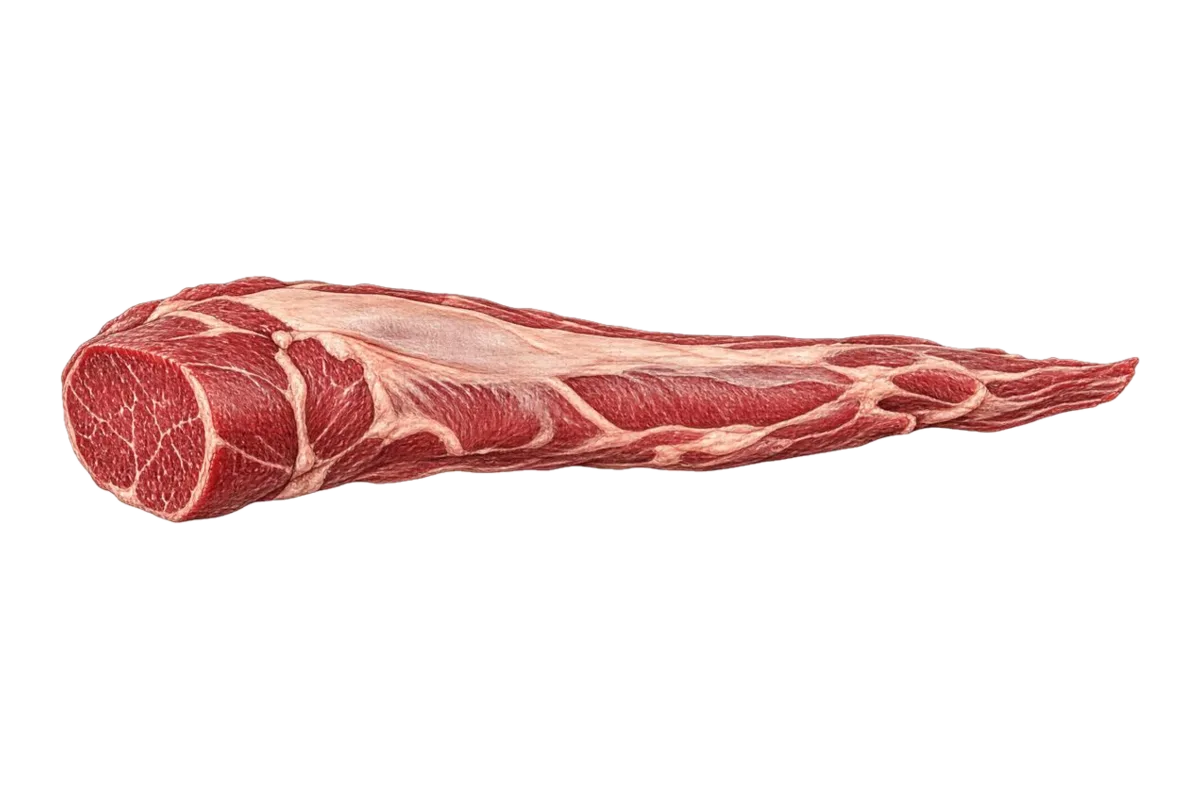 Illustration of a raw beef tenderloin