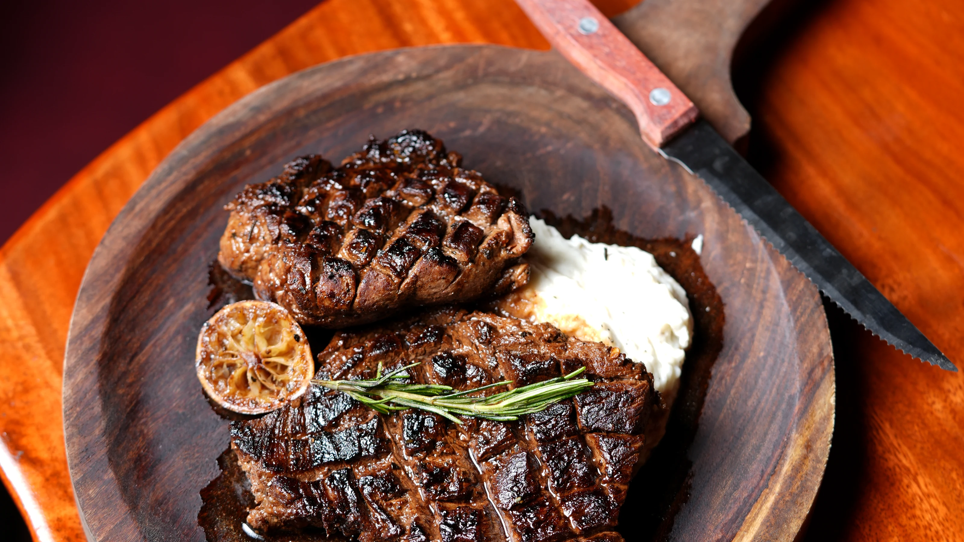 The Godfather steak plated at Ninan's