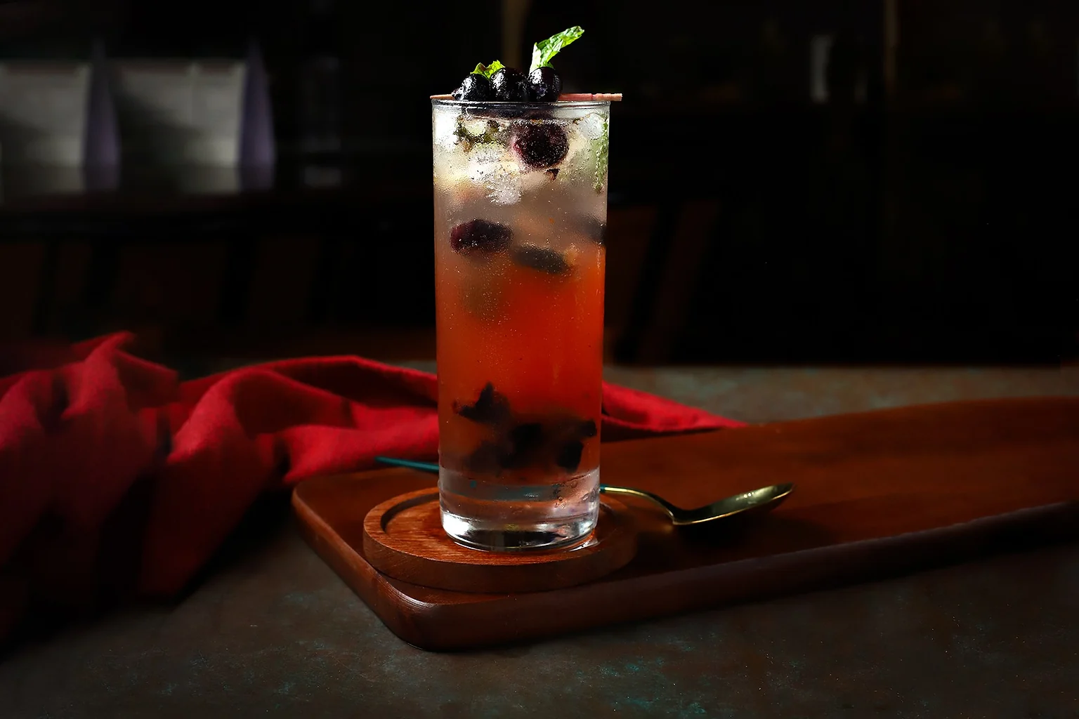 A Ninan's blueberry mocktail served for the table